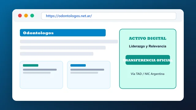 Vista del activo digital estratégico odontologos.net.ar y transferencia formal